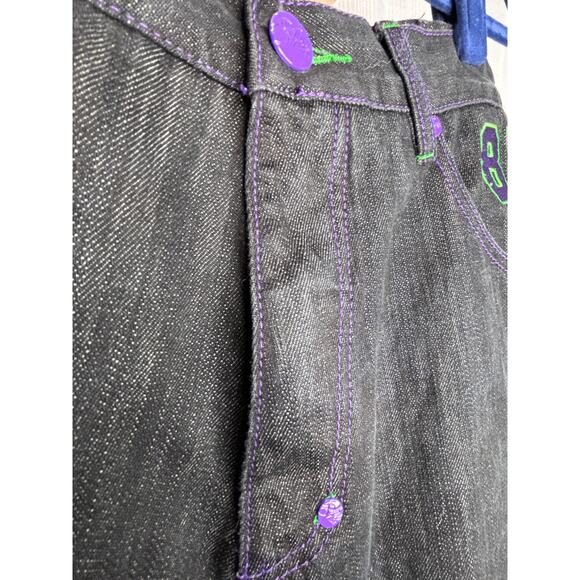 Eight 732 Jeans Vtg Afliction Design Embroidered Baggy Jesse Pinkman Black 40x34 - Picture 6 of 11